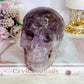 Huge 991gram High Grade Amethyst Carved Skull with Rainbows