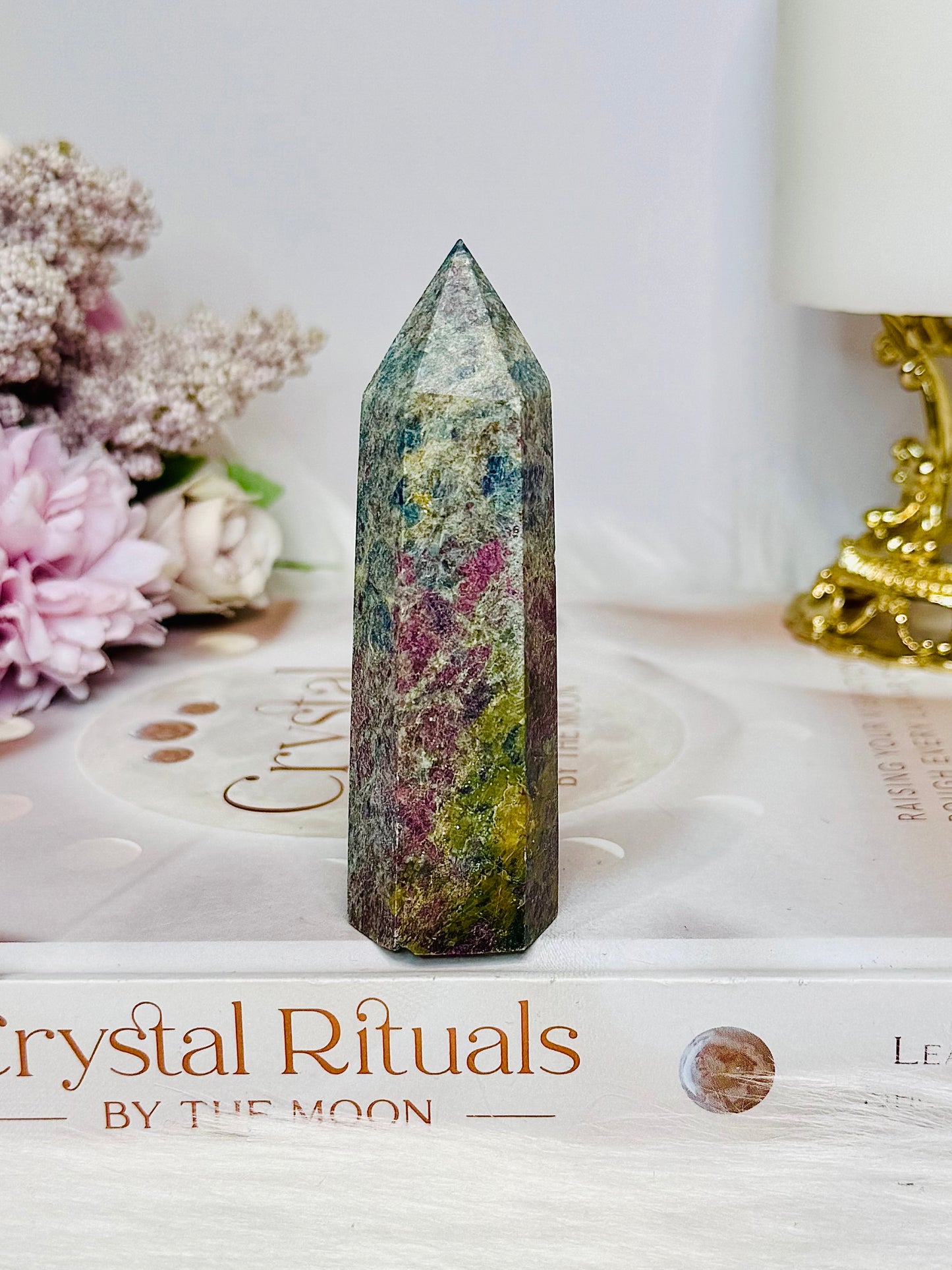 Rare Ruby In Blue Apatite Tower (UV Reactive) 8cm