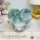 Moss Agate Carved Heart on Stand 8cm