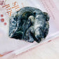 Amazing Druzy Moss Agate Lizard Carving 10cm 246grams