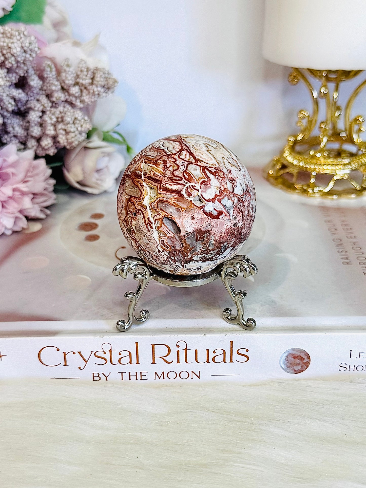 Mexican Lace Agate Sphere On Stand 151grams
