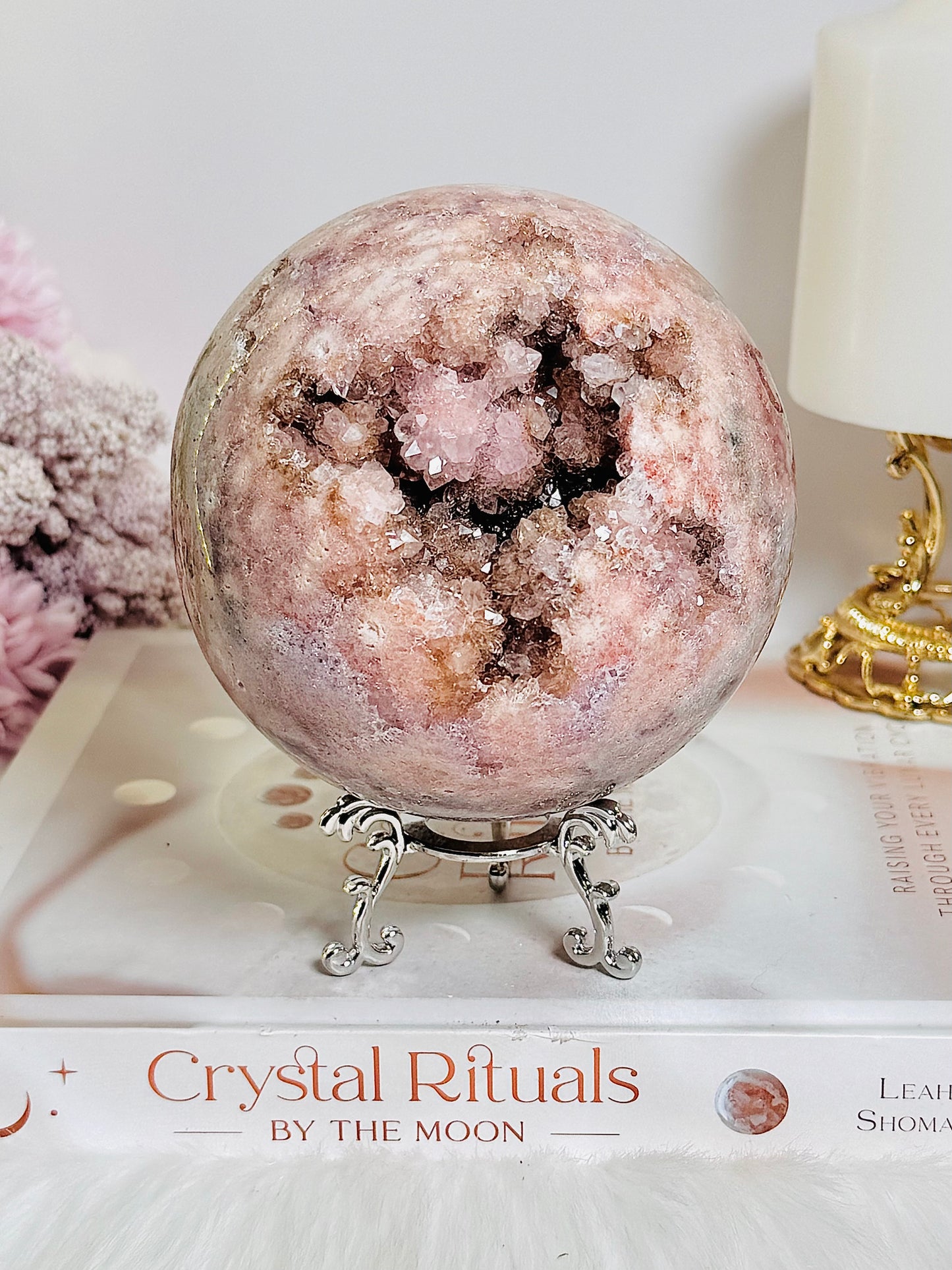 The Pink Amethyst QUEEN ~ Divine Large 10.5cm 1.2KG Druzy Pink Amethyst Sphere on Stand with Stunning Crystallisation