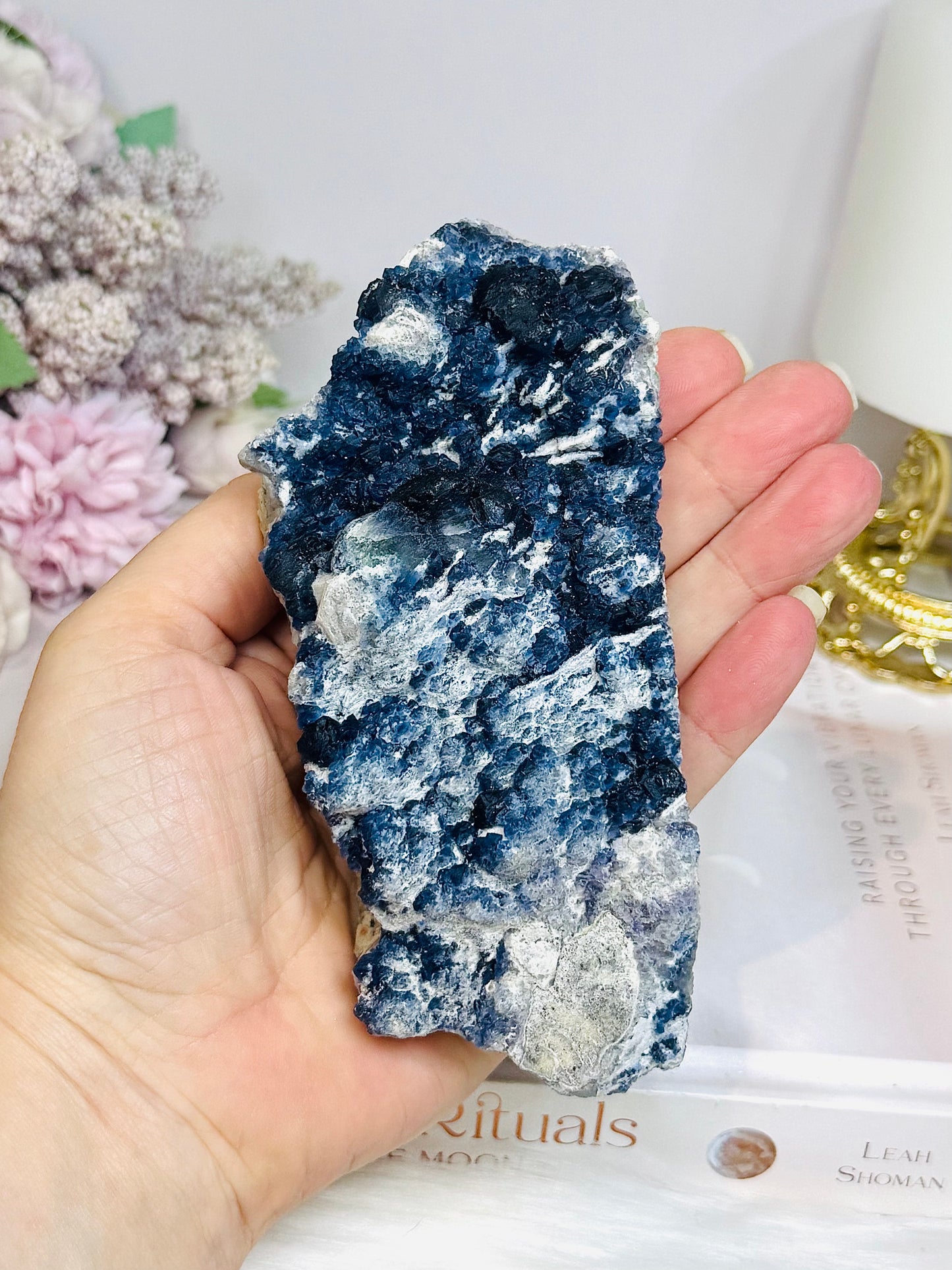 Rare Blueberry Fluorite Specimen on Stand 305g 12.5cm
