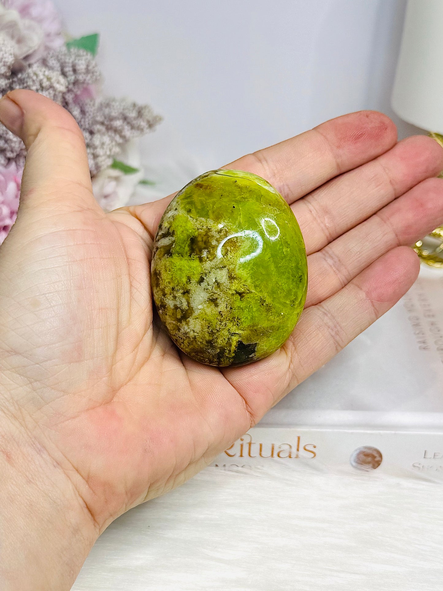 Natural Green Opal Palm Stone
