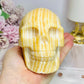 Large Orange Calcite Carved Skull 11.5cm 1.01KG
