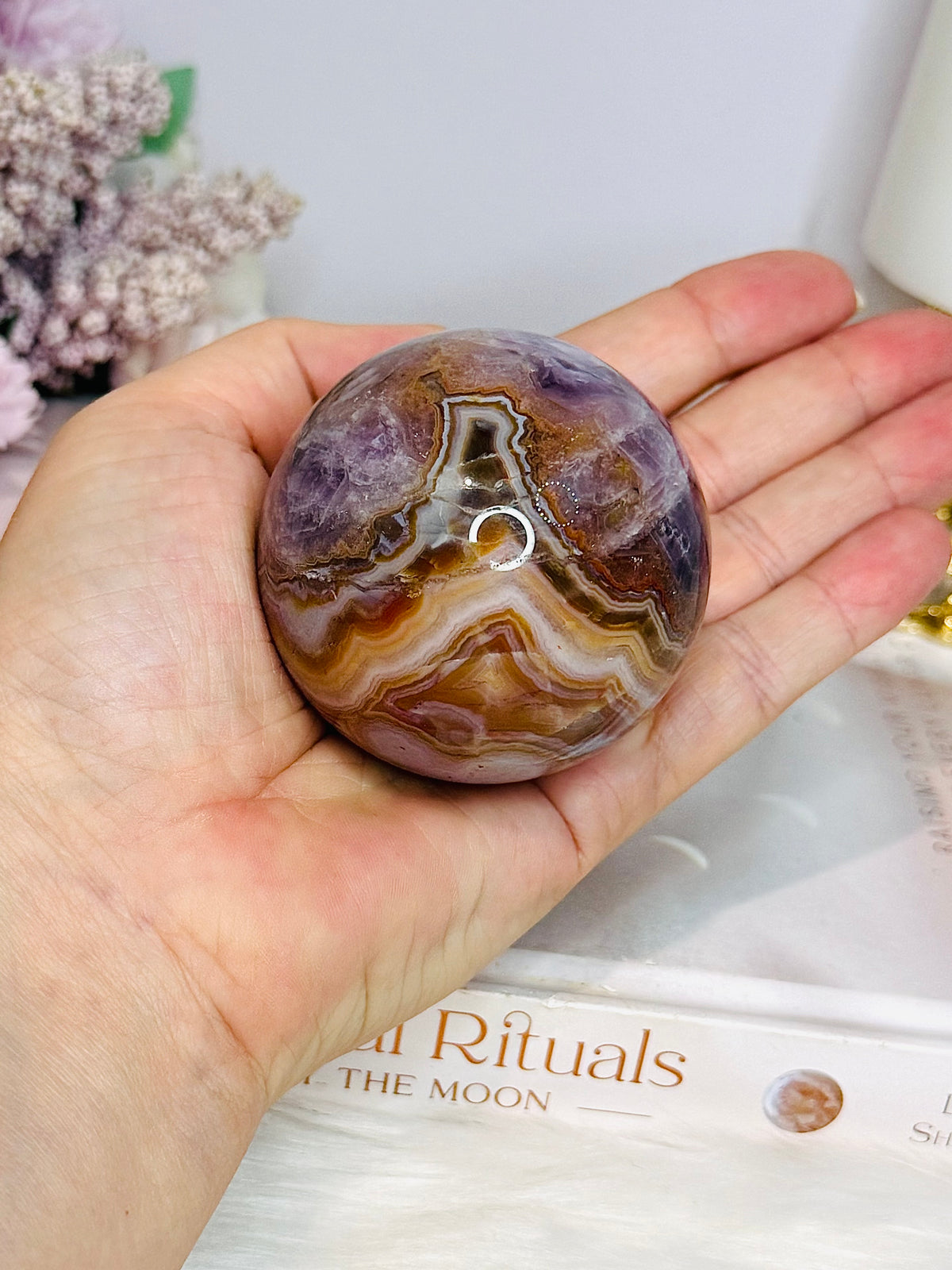 Amethyst X Agate Sphere on Stand 276g
