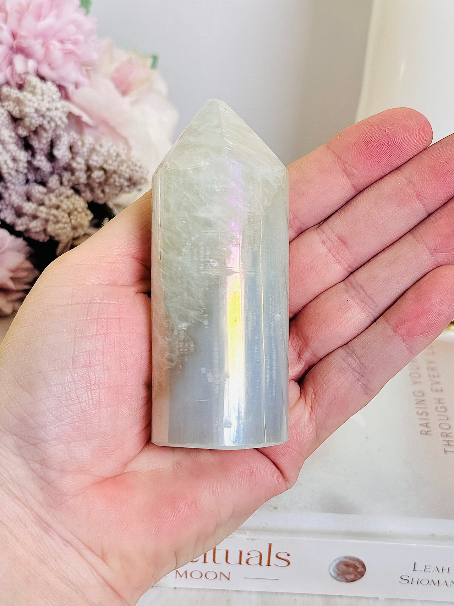 Gorgeous 9.5cm Quartz Angel Aura Cylinder | Tower (reduced as chip on tip)