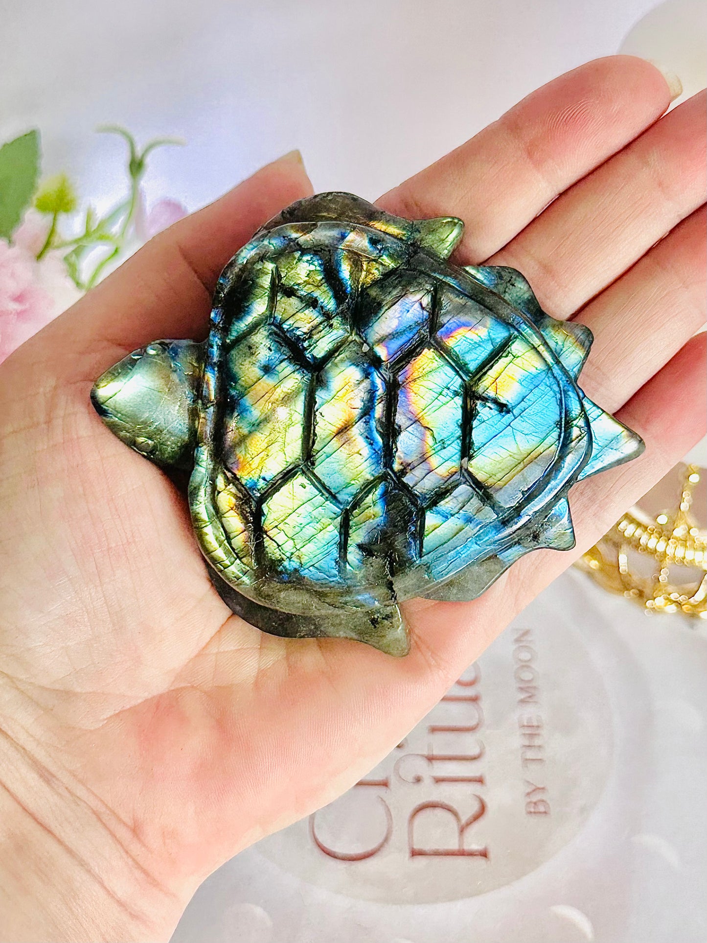 The Most Stunning Absolutely Full Of Gorgeous Flash High Grade Labradorite Carved Turtle 10cm