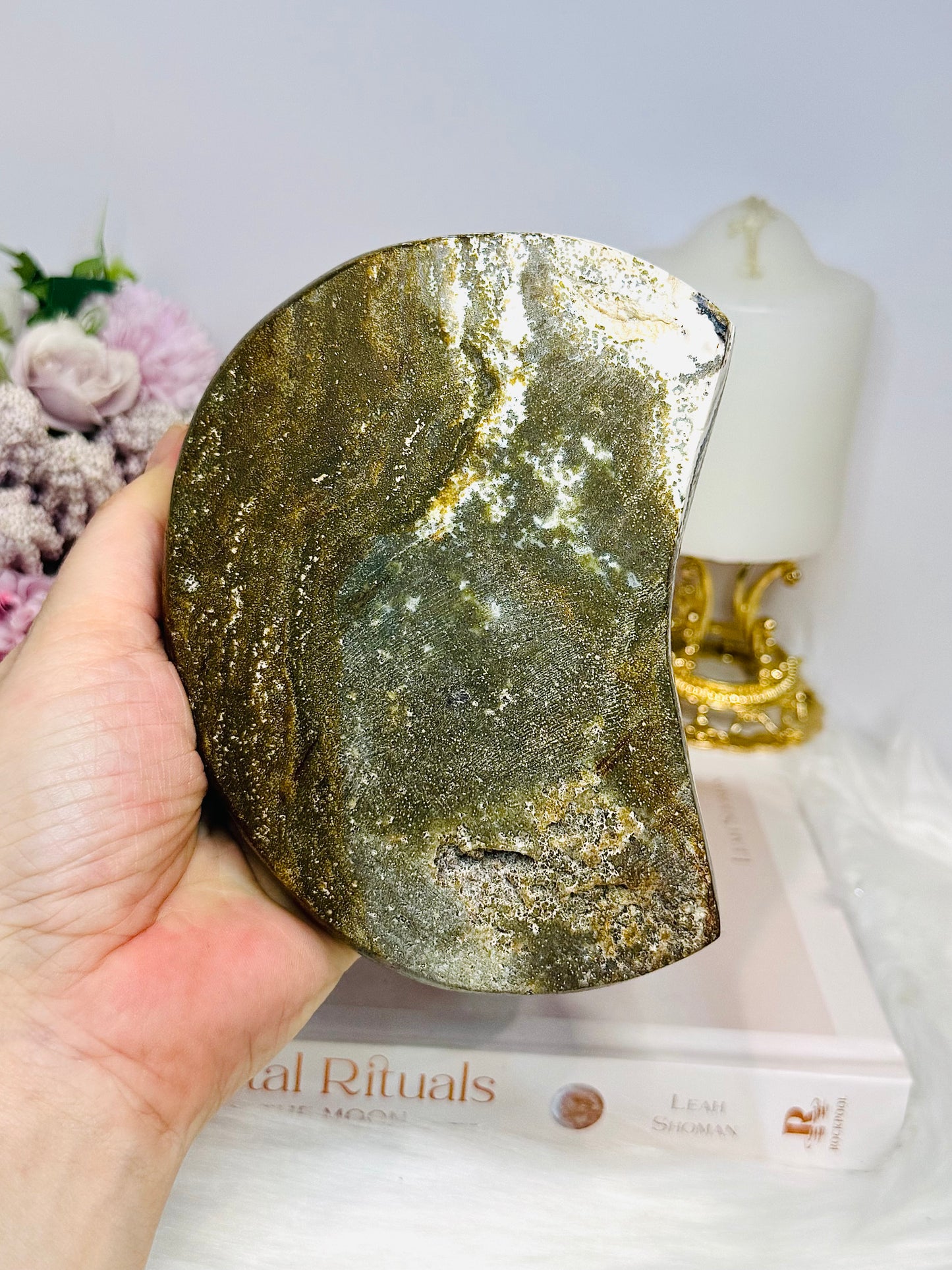 Large Chunky High Grade Ocean Jasper Moon Bowl 14cm 916g