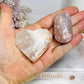 Flower Agate Heart & Palm Stone