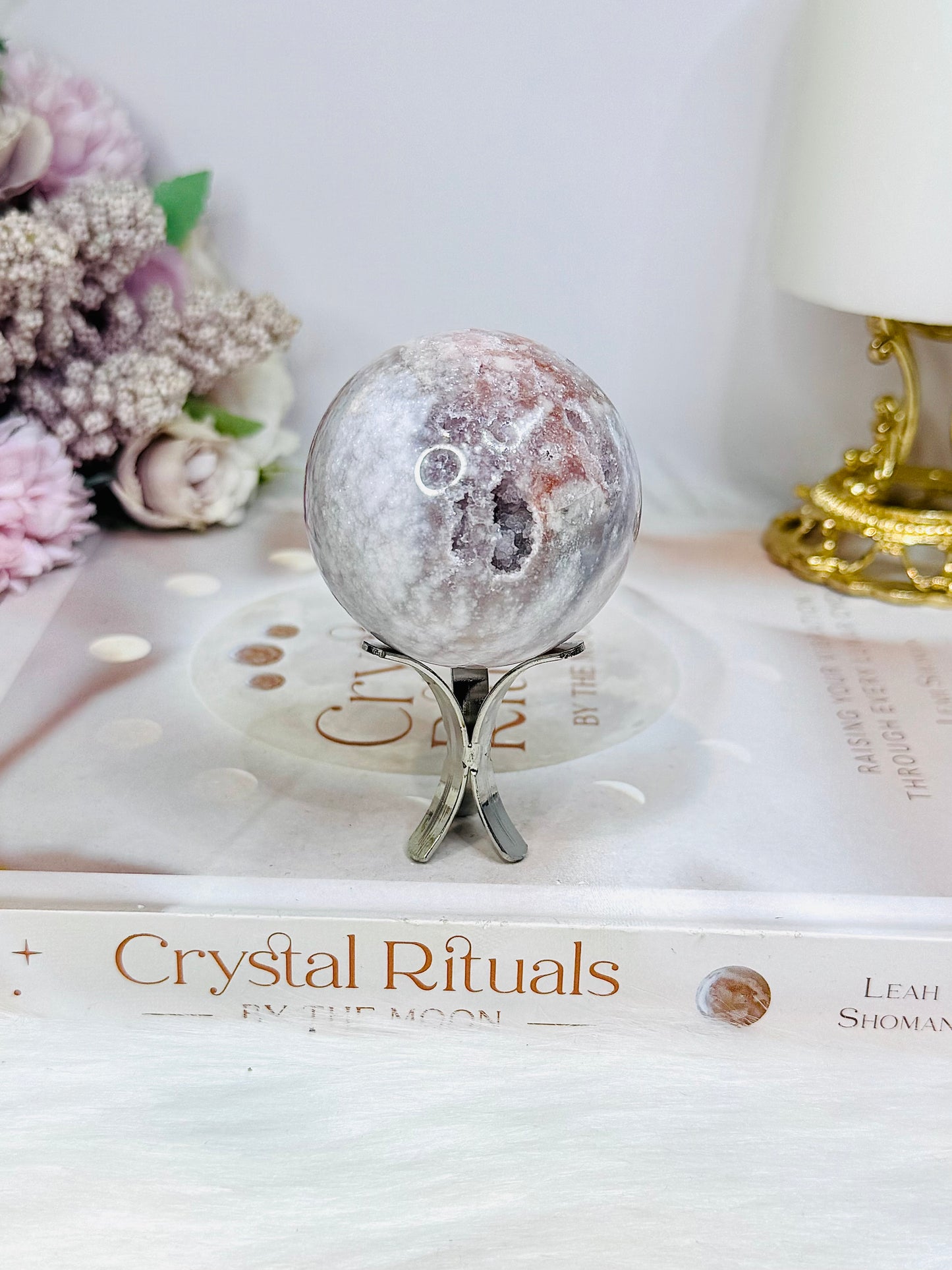 Pink Amethyst Druzy Sphere On Stand 171g
