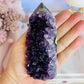 Wow!!! Classy & Fabulous High Grade Deep Purple Druzy Amethyst Cluster Tower 12cm From Brazil