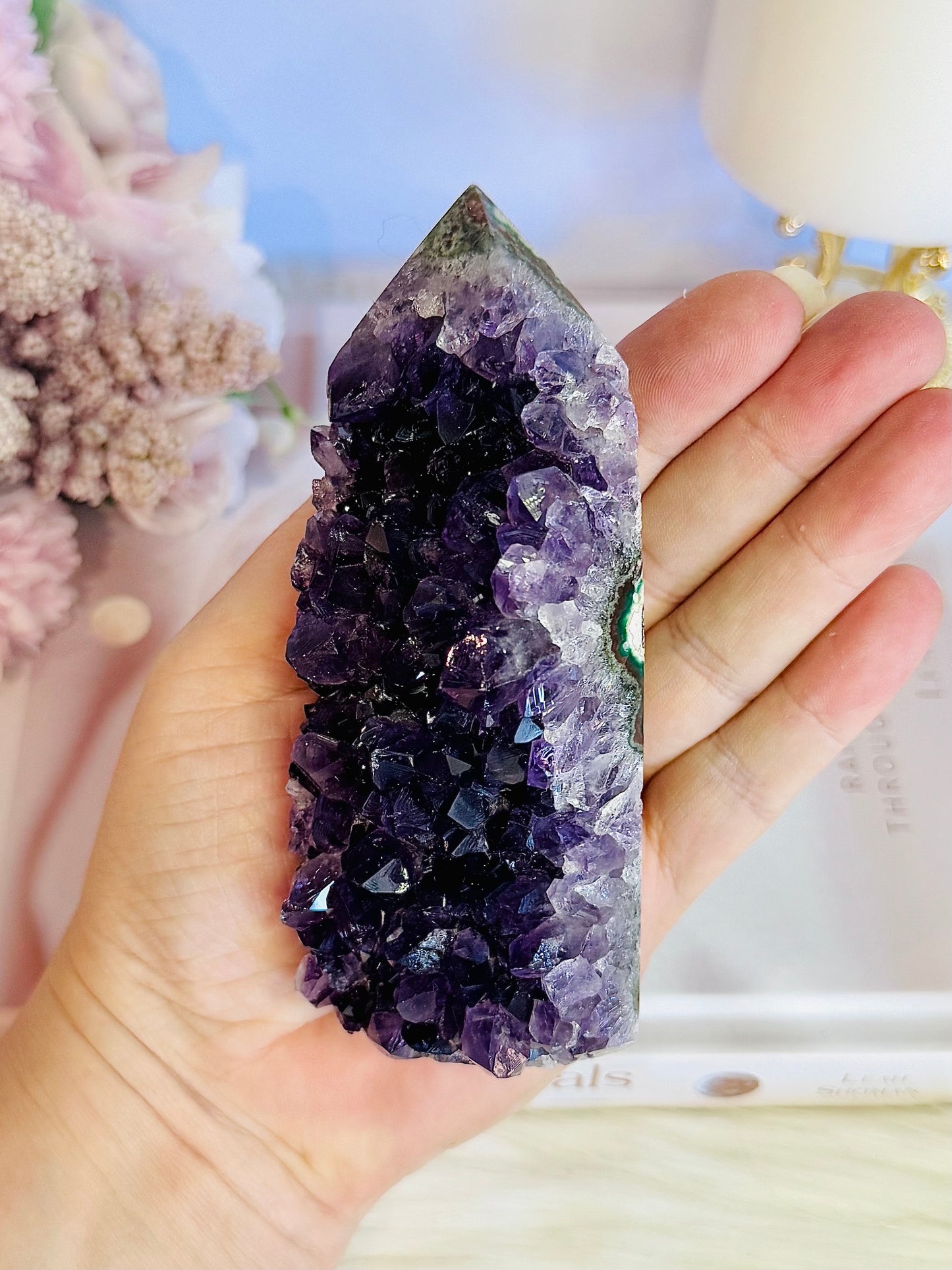 Wow!!! Classy & Fabulous High Grade Deep Purple Druzy Amethyst Cluster Tower 12cm From Brazil