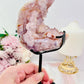 Rare Pink Amethyst X Flower Agate Druzy Natural Freeform On Stand 646g 19cm