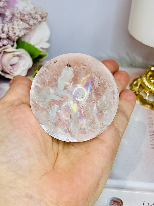 High Grade Clear Quartz Sphere Full of Rainbows 266g