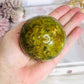 Green Opal Large Sphere on Stand 336grams