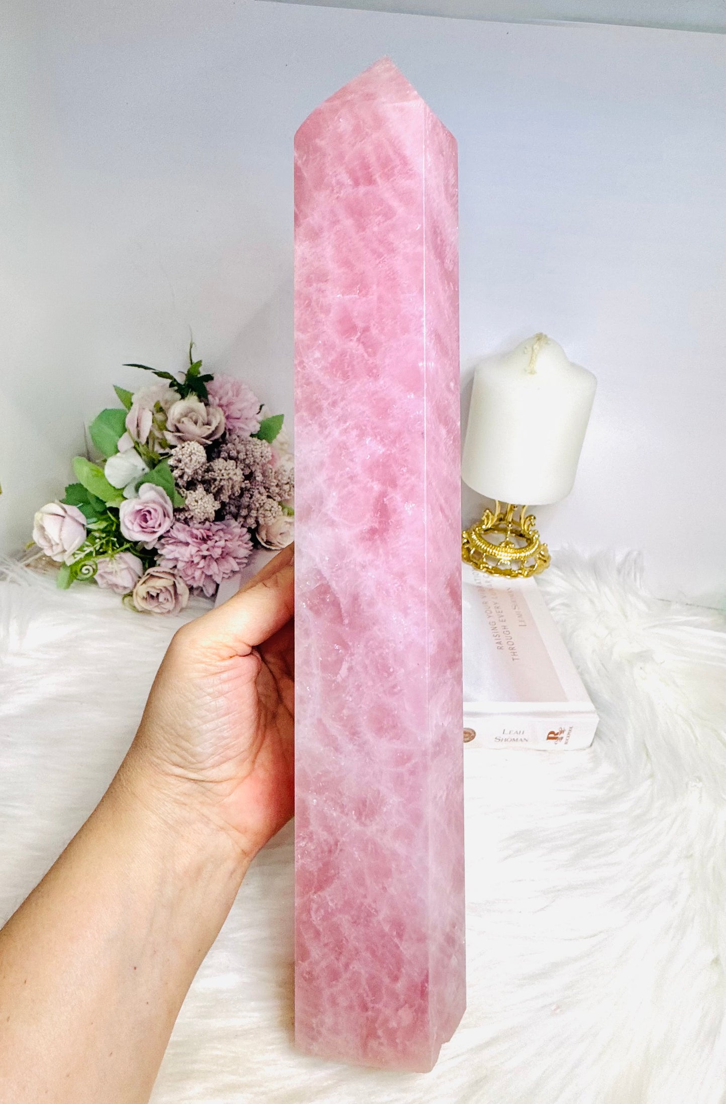 Huge Very Pink Natural Rose Quartz Tower | Generator 36cm 2.17KG