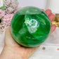 Huge Green Fluorite Sphere with Rainbows On Tall Glass Stand 1.4KG (stand can be changed)