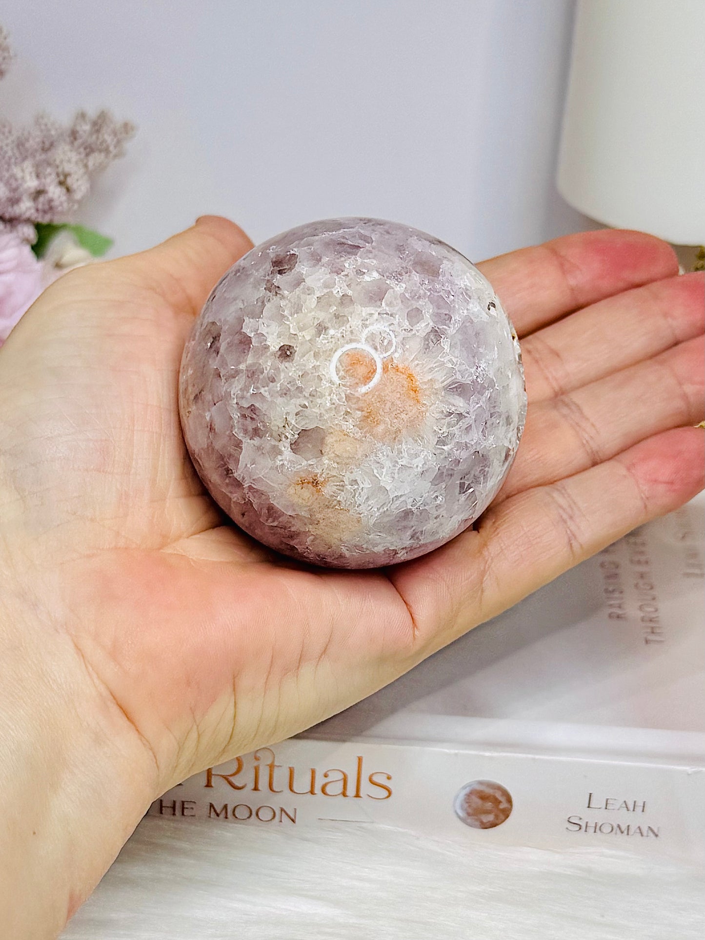 High Grade Pink Amethyst Sugar Druzy Sphere on Stand 281g