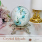 Large Phoenix Stone (Malachite, Chrysocolla, Turquoise) Sphere on Stand 460g