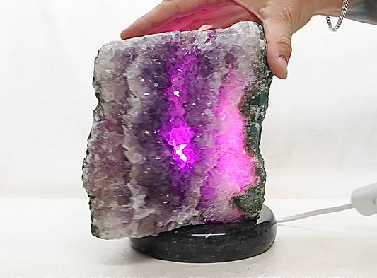 Amethyst Lamp on Marble Base 5.1KG  – Purple LED Bulb