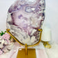 The Most Incredible High Grade Druzy Pink Amethyst Natural Slab On Gold Stand 1.56KG 30cm