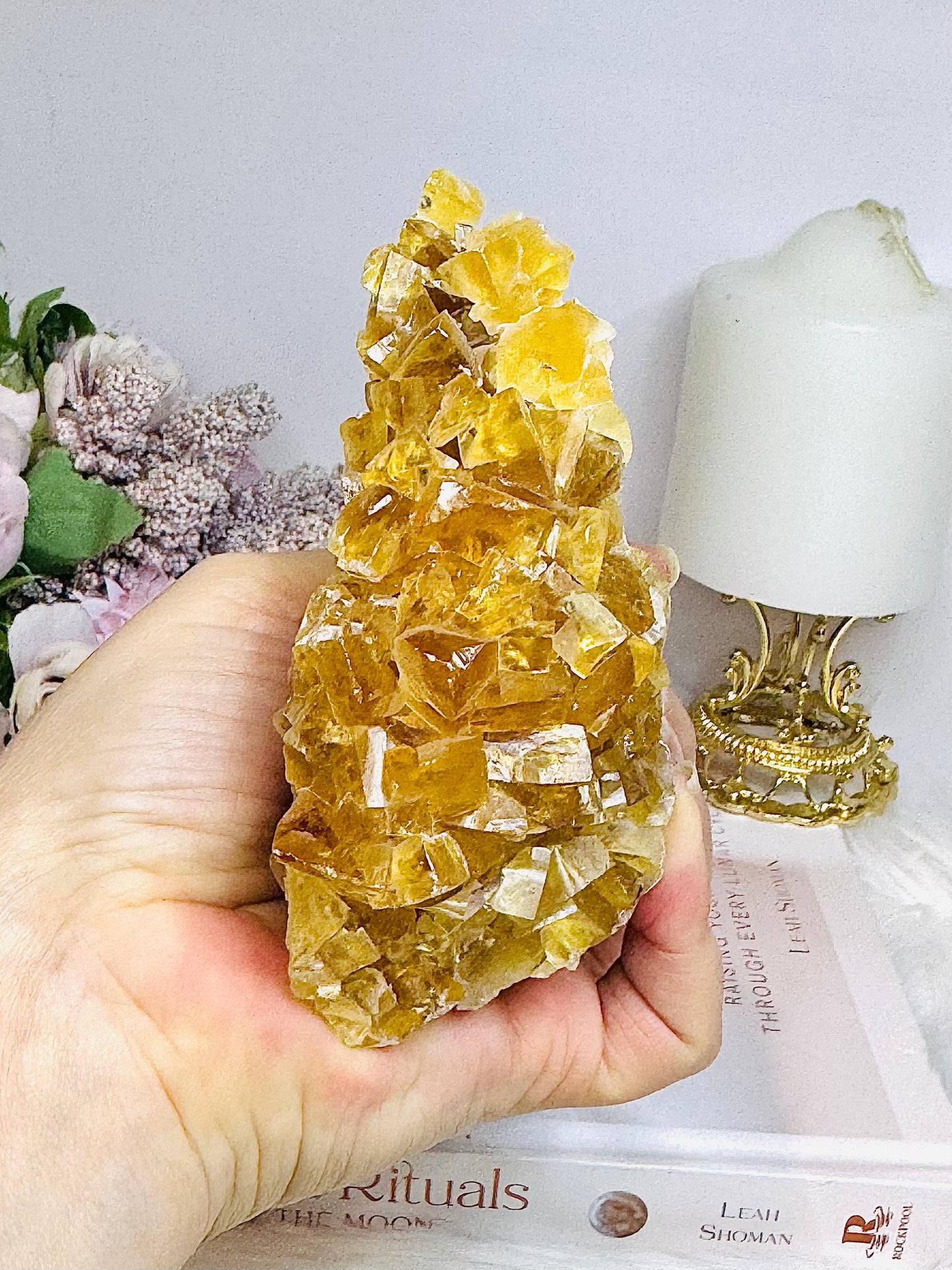 Cubed Yellow Calcite Specimen 12.5cm 351g