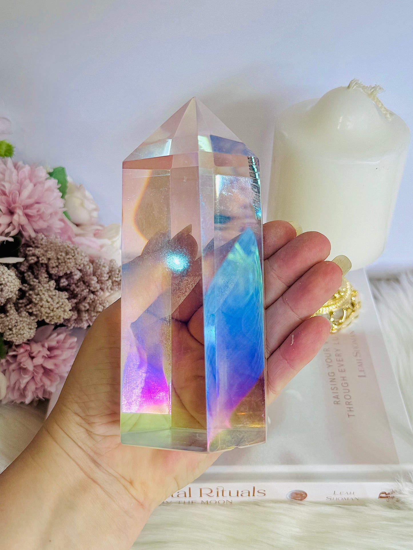 Chunky Angel Aura Glass Tower 15cm