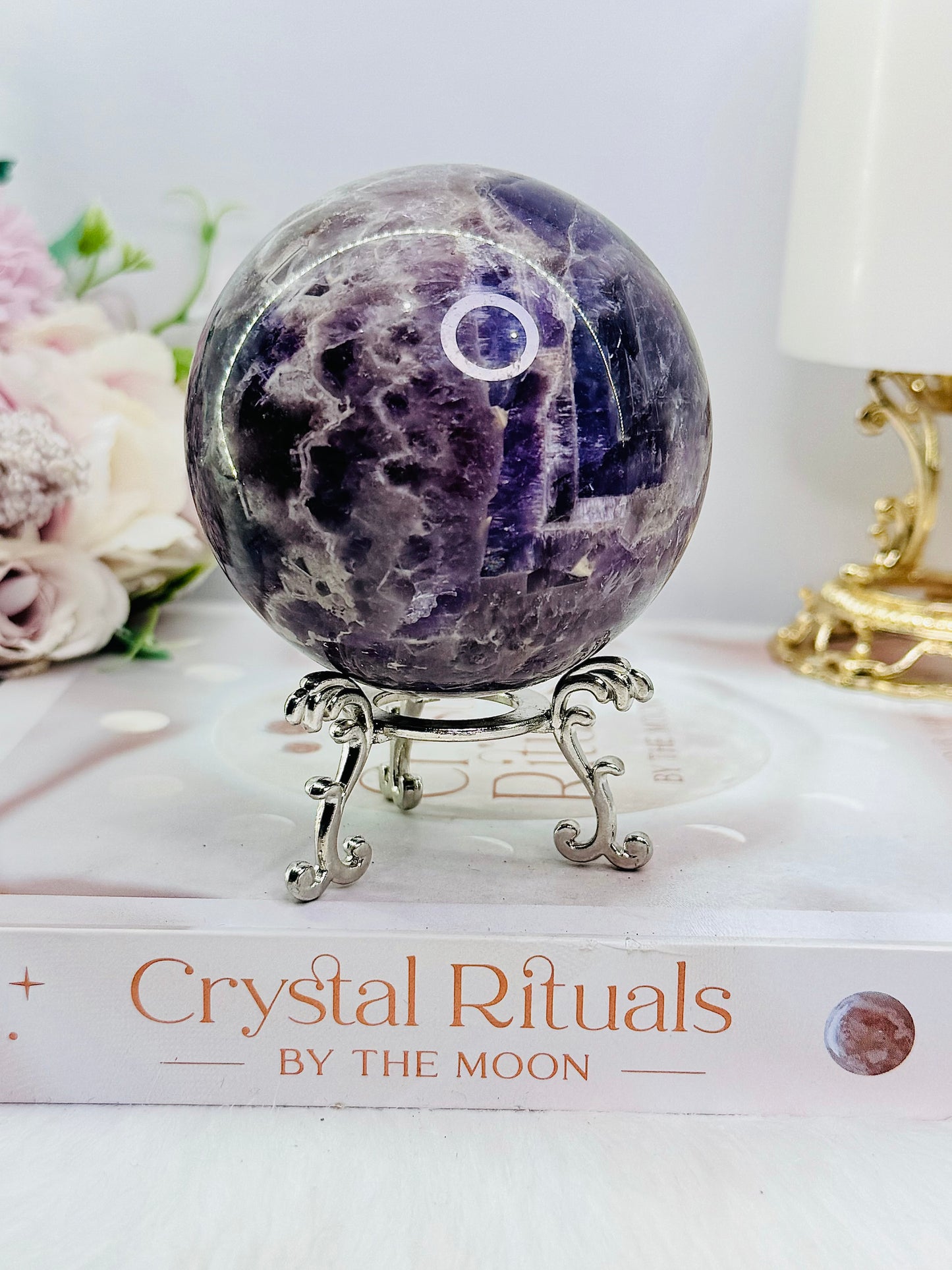 Large 500gram Chevron | Dream Amethyst Sphere on Stand