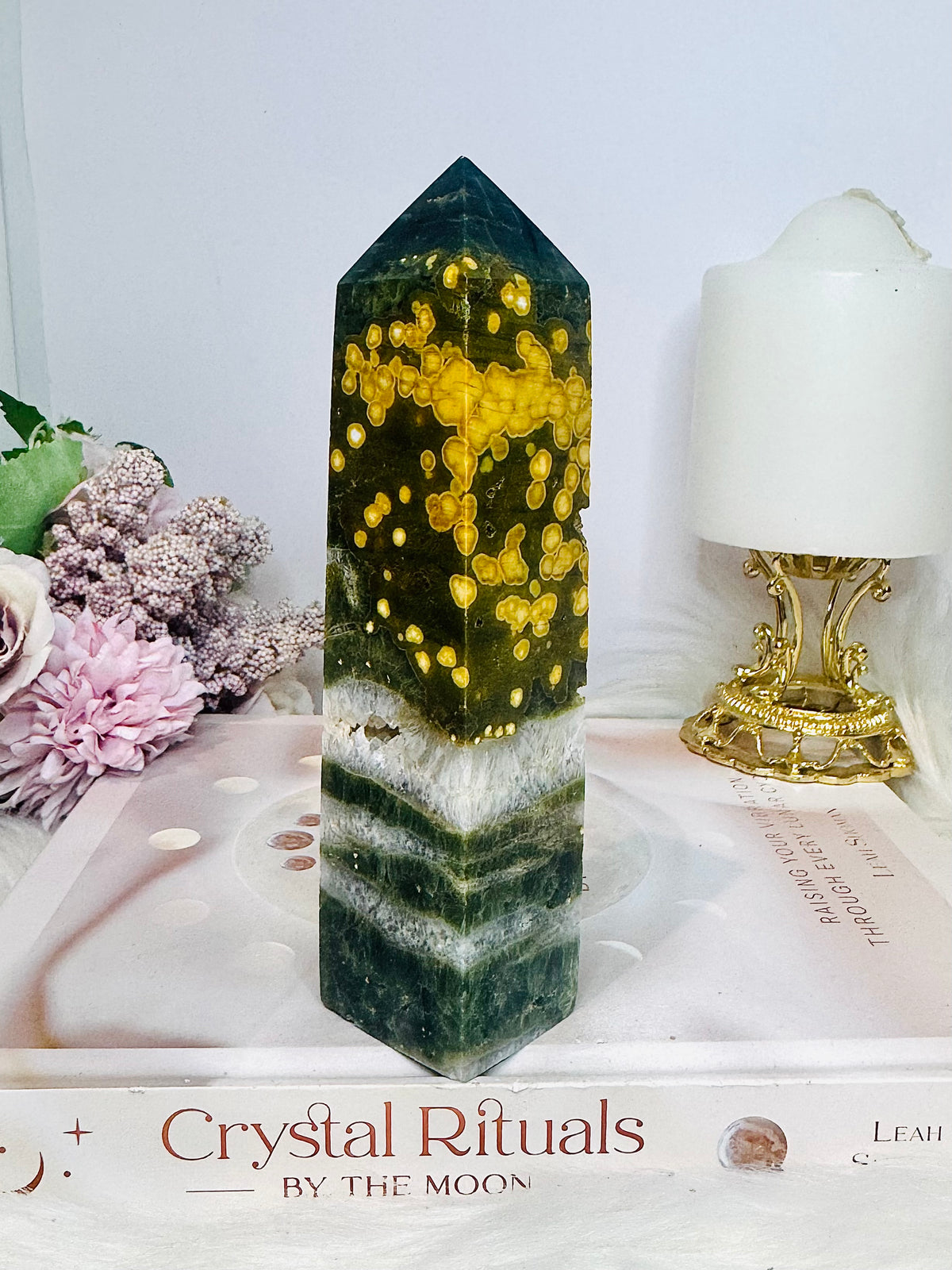 Orbicular Ocean Jasper Druzy Tower 15cm 342g