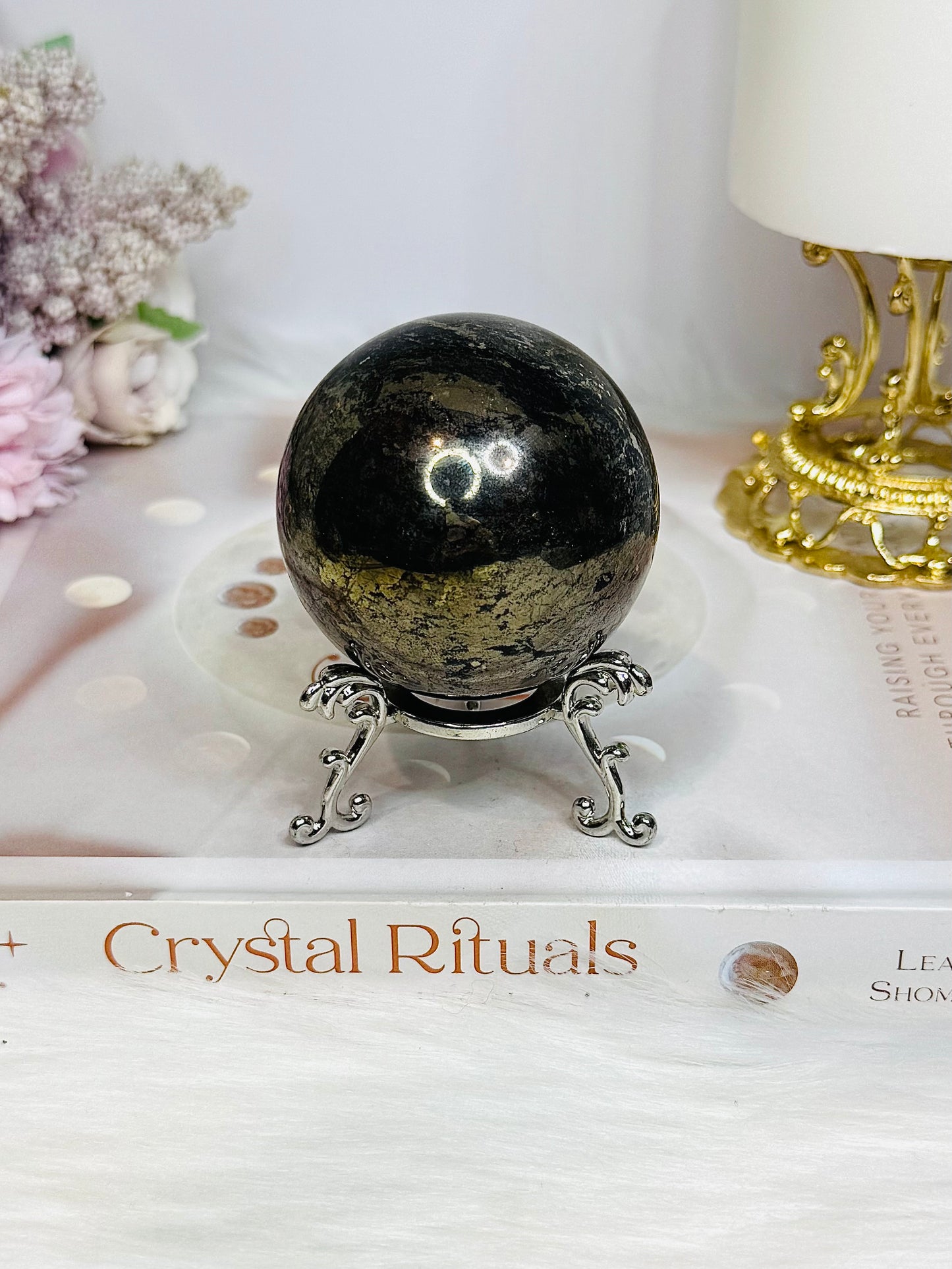 Pyrite Sphere on Stand 357g