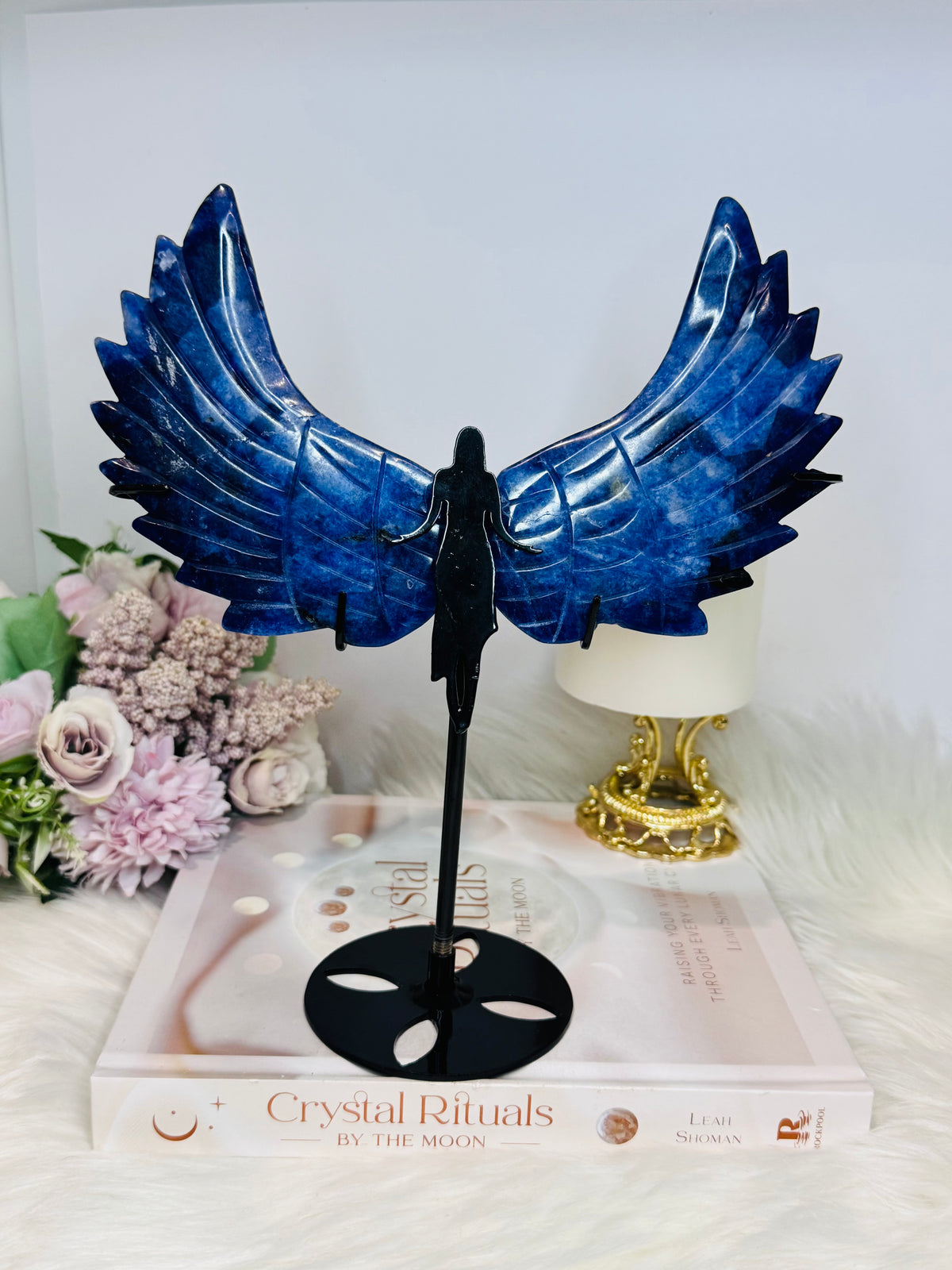 Large Blue Sodalite Angel Wings on Stand 23cm