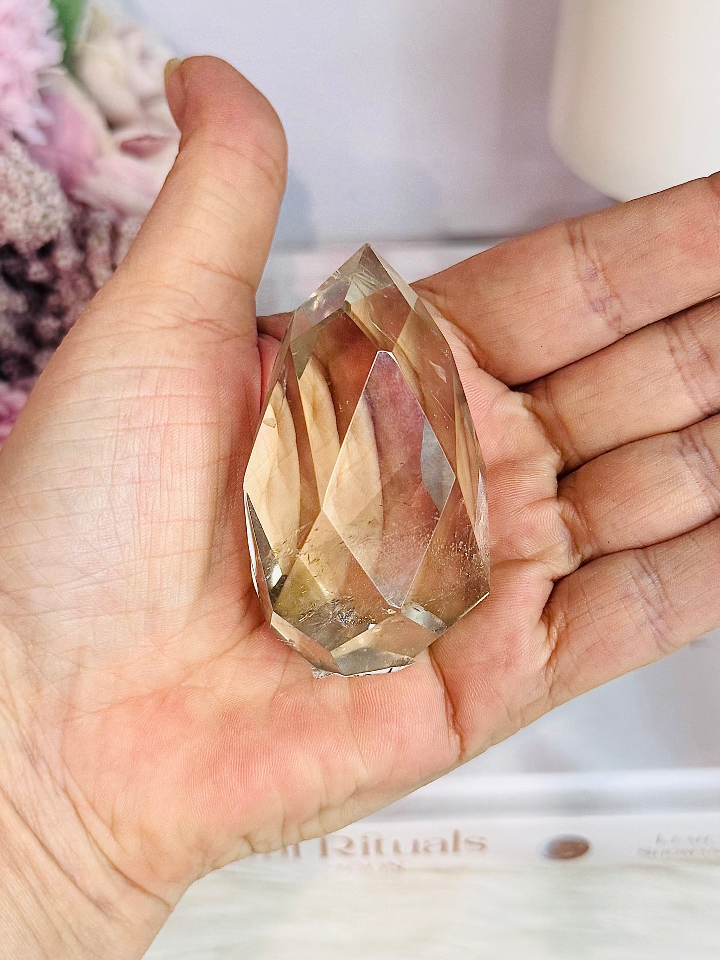 High Grade Smokey Quartz Faceted Diamond On Stand 14.5cm