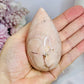 Flower Agate Carved Egg on Stand 200g