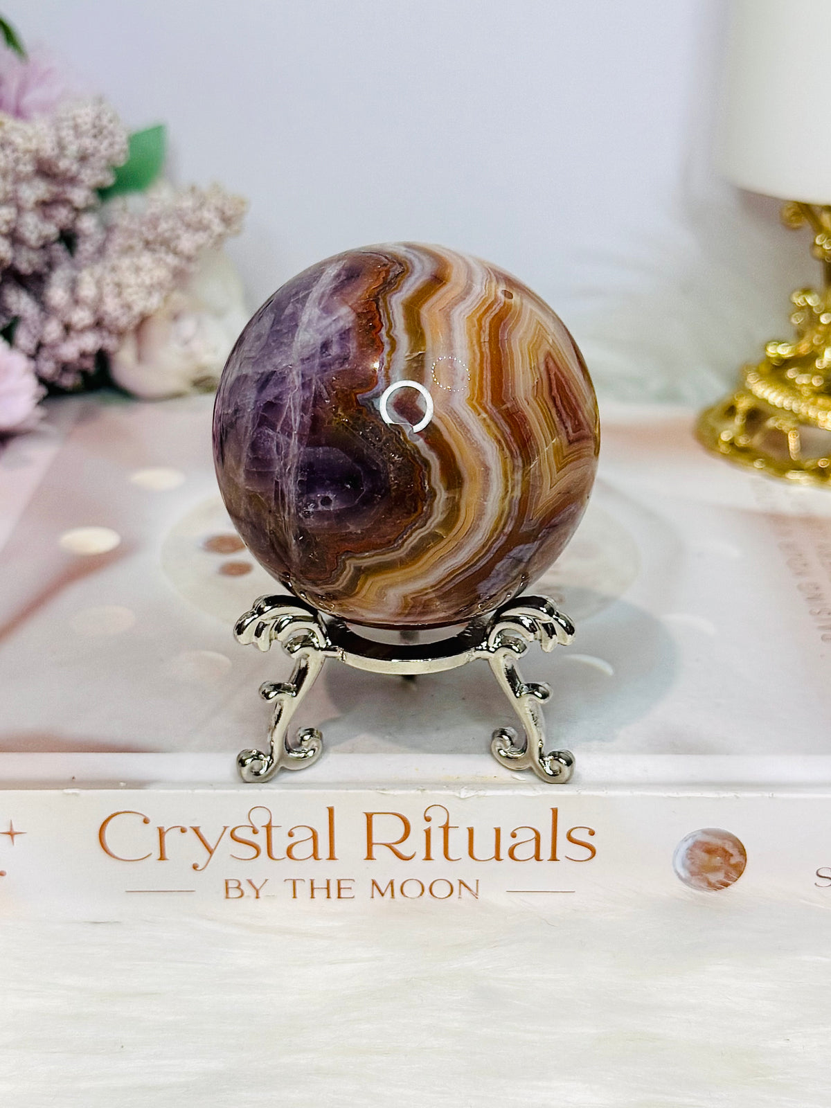 Amethyst X Agate Sphere on Stand 276g