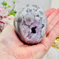 High Grade 14.5cm Druzy Pink Amethyst Freeform | Egg On Stand 558grams