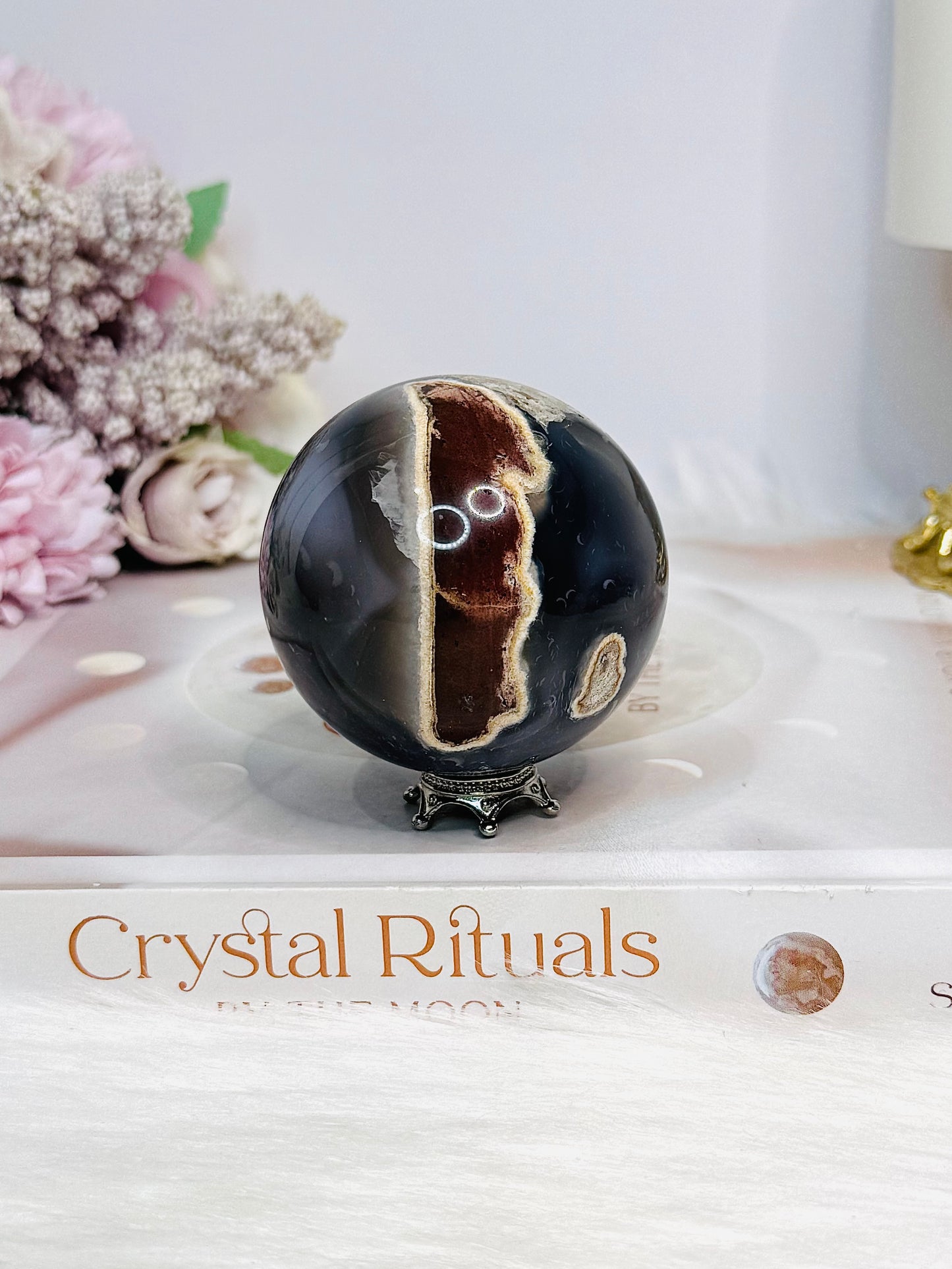 Volcano | Football Agate Sphere On Stand 216g