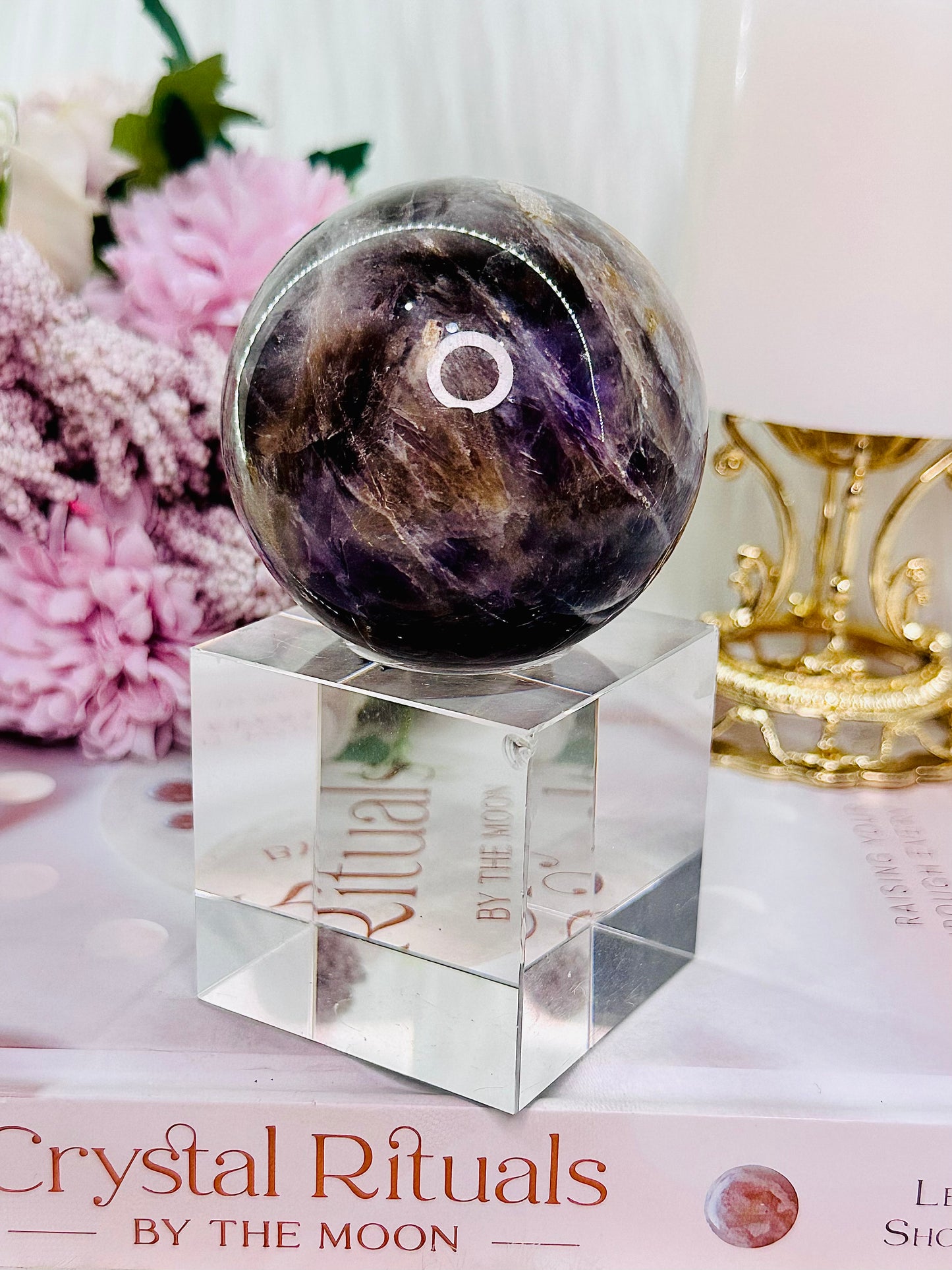 Peace & Tranquility ~ Gorgeous Amethyst Sphere 299grams From Brazil On Stand (Glass stand in pic is display only)