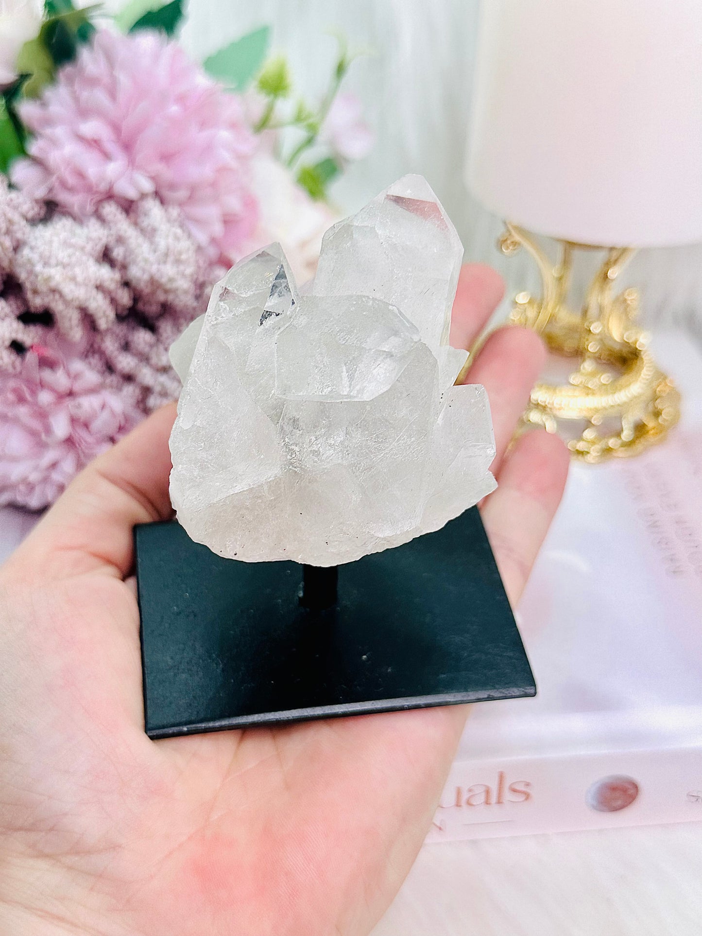 Gorgeous Clear Quartz Natural Cluster On Stand From Brazil 10cm