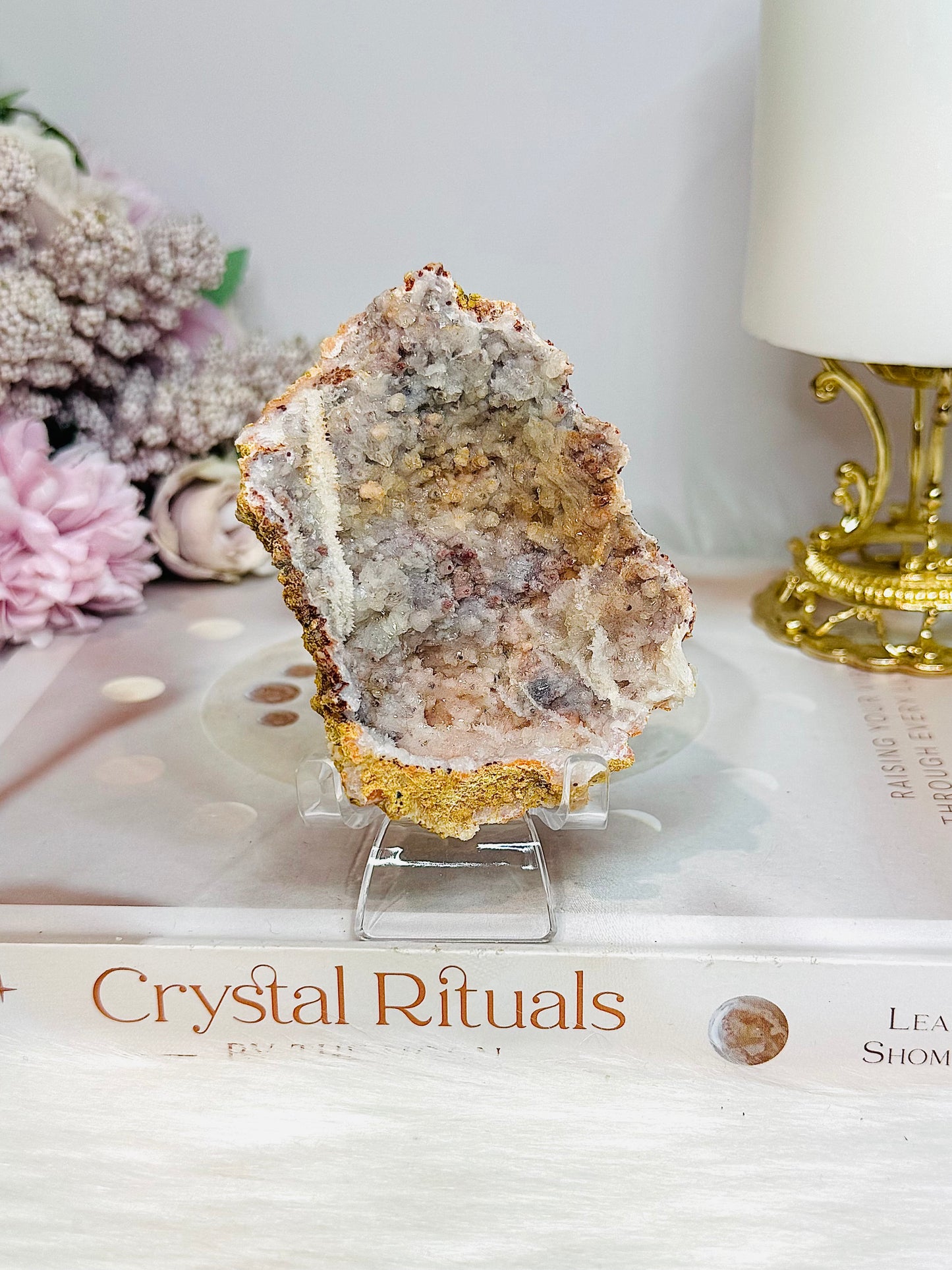 Pink Calcite Geode on Stand 10cm