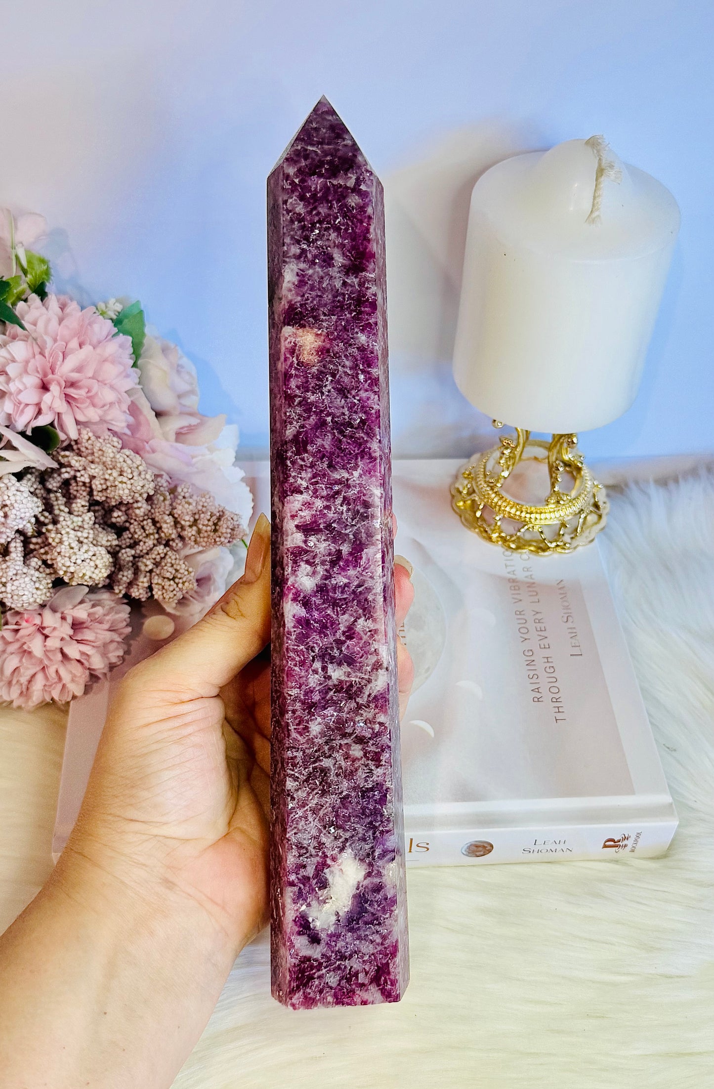 Tall Large 26.5cm Purple Lepidolite Tower