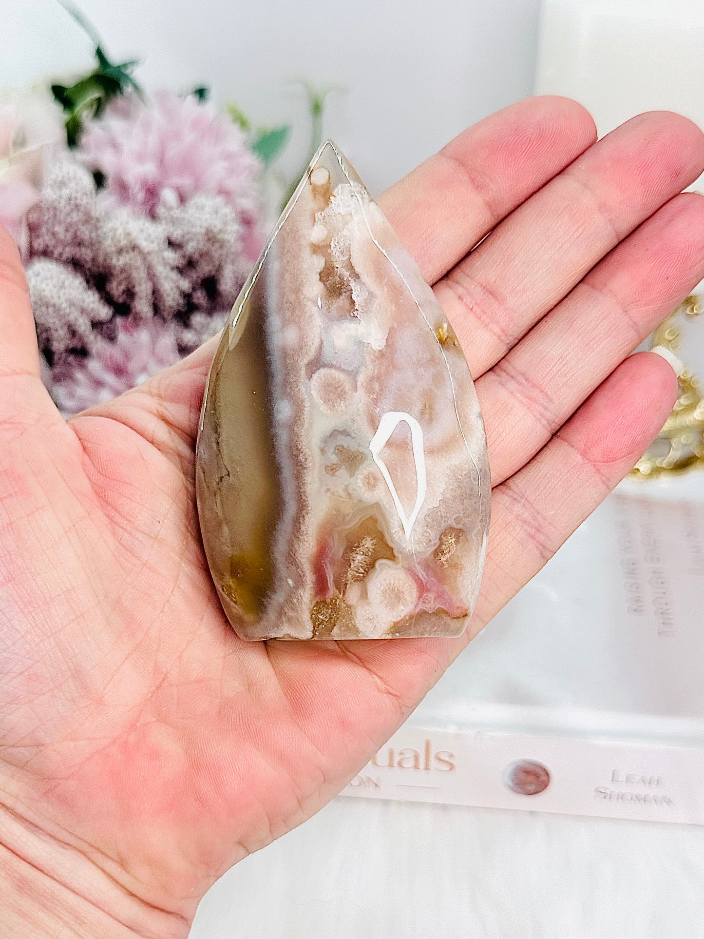 Beautifully Carved Flower Agate Flame | Freeform 9cm
