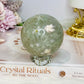 Large Green Flower Agate Sphere On Stand 369g