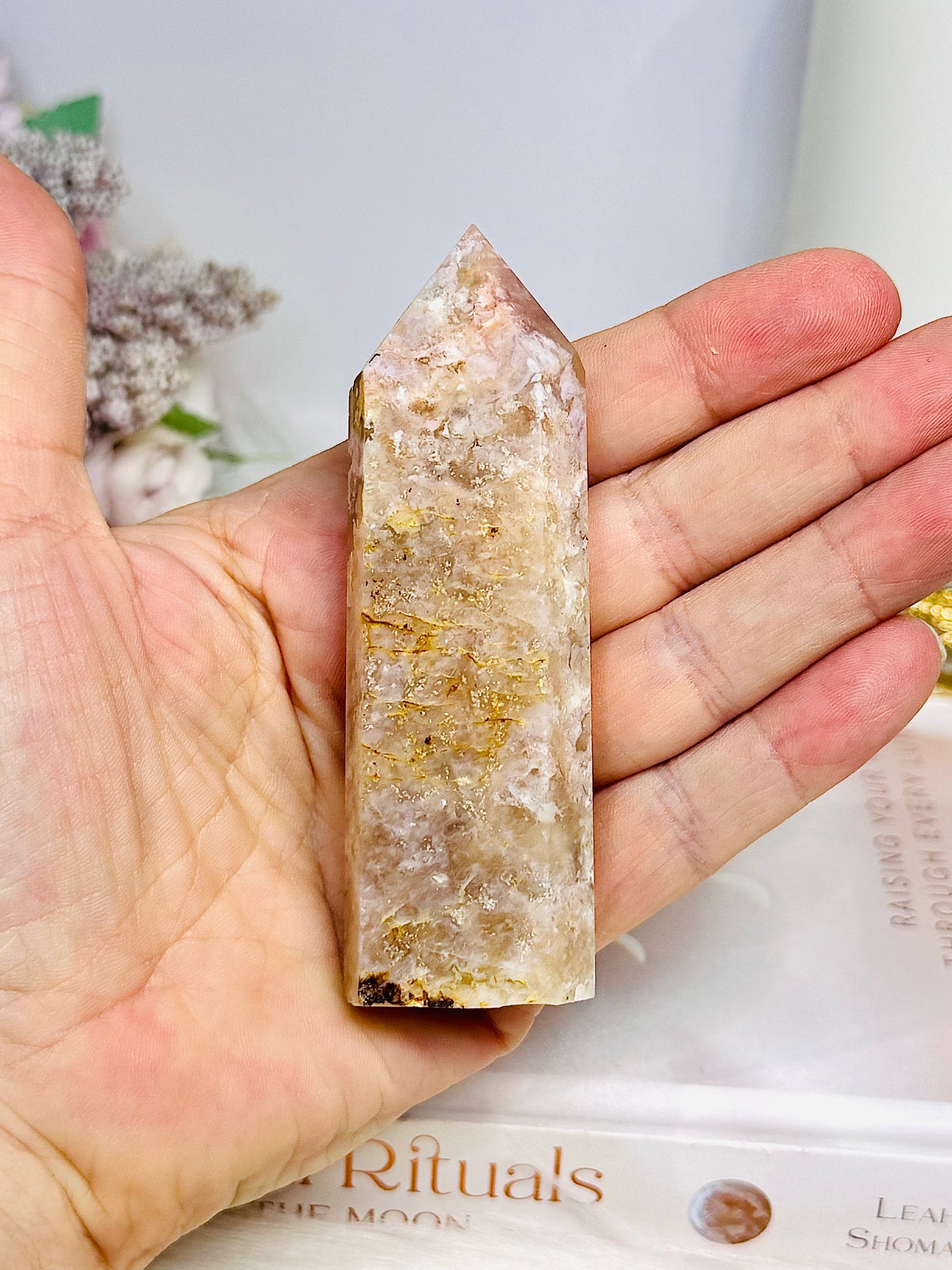 Flower Agate Druzy Tower 9cm
