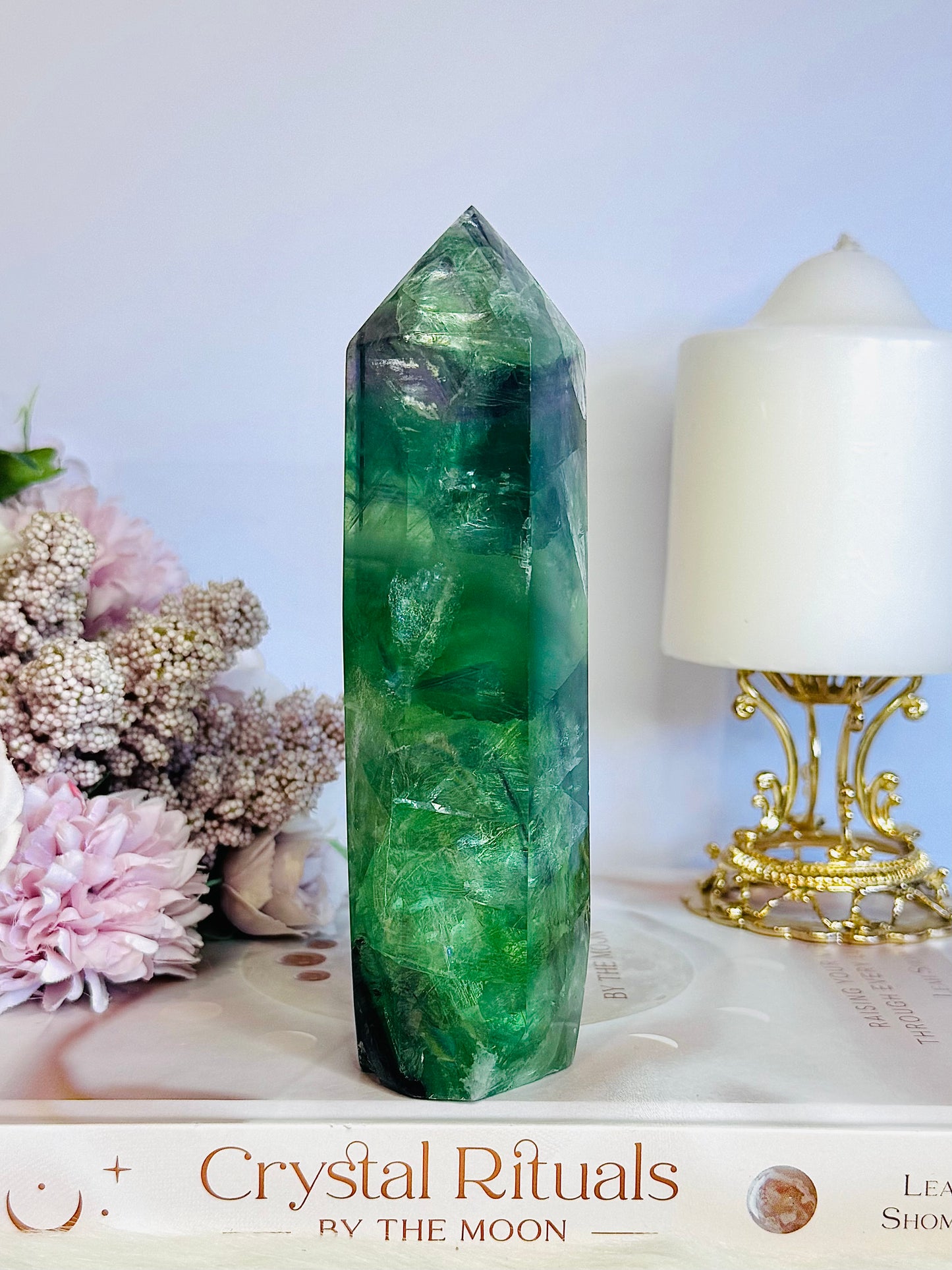 High Grade Incredible Stunning Rainbow Fluorite Tower Full of Clarity & Rainbows 15cm