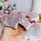Large Pink Amethyst Druzy Double Hearts On Stand 15cm Long 471g