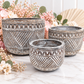 Set Of 3 Whitewash Timber Bowls L: 27cm M: 22cm S:15cm
