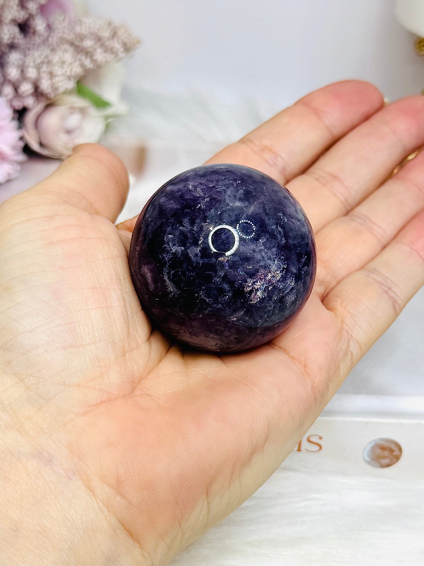 High Grade Fluorite Sphere with Rainbows 145g