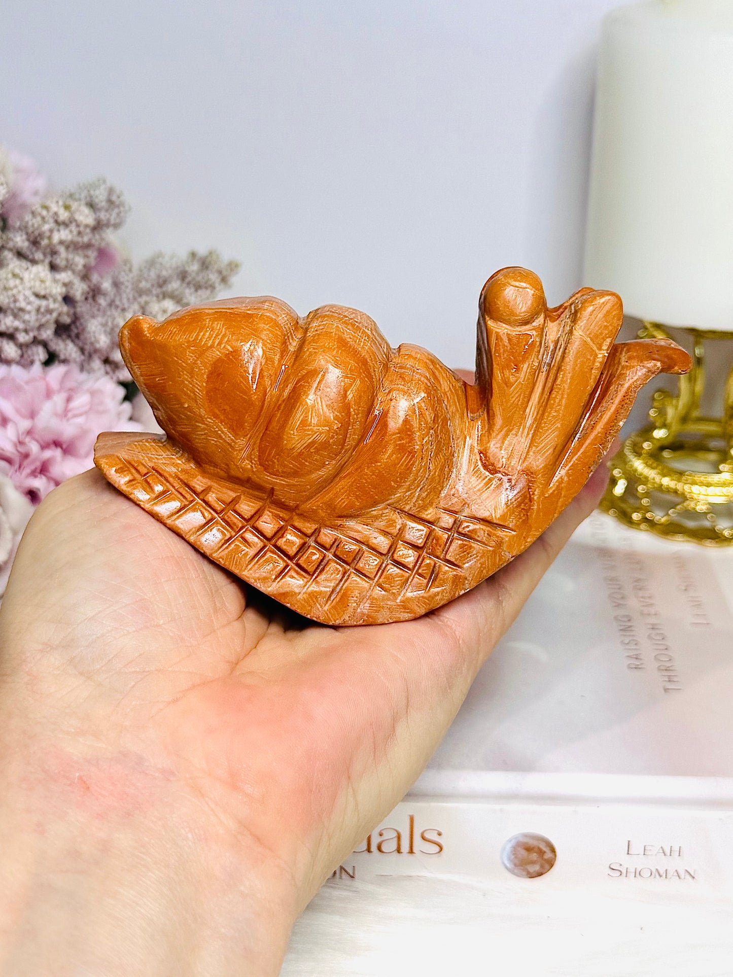 Chunky Large Orange Jasper Snail 11.5cm 296g