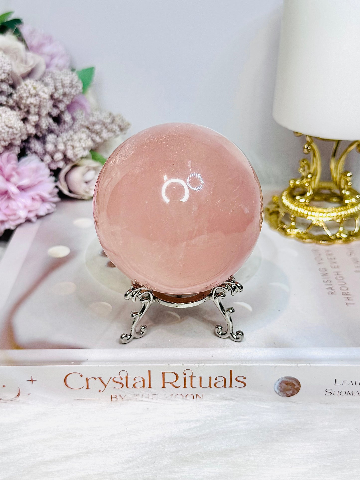 Large Rose Quartz Sphere on Stand 481g